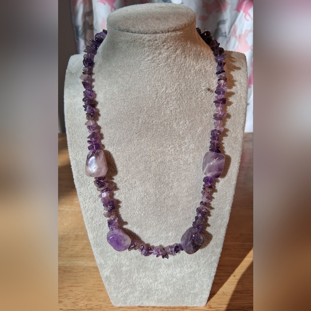 EUC Vintage Kirks Folly Amethyst Chunk & Chip February Birthstone Jewelry Set - Picture 2 of 7
